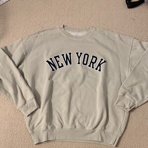 PacSun Womens Oversized Lime Cream Crew Neck Sweater